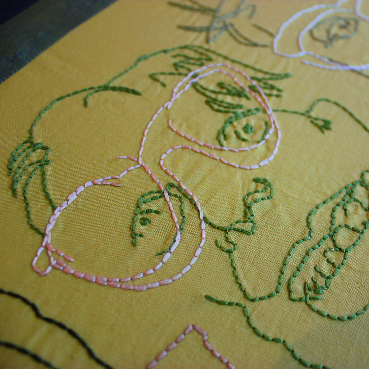 Detail of Ironing Dad's Hankies Quilt