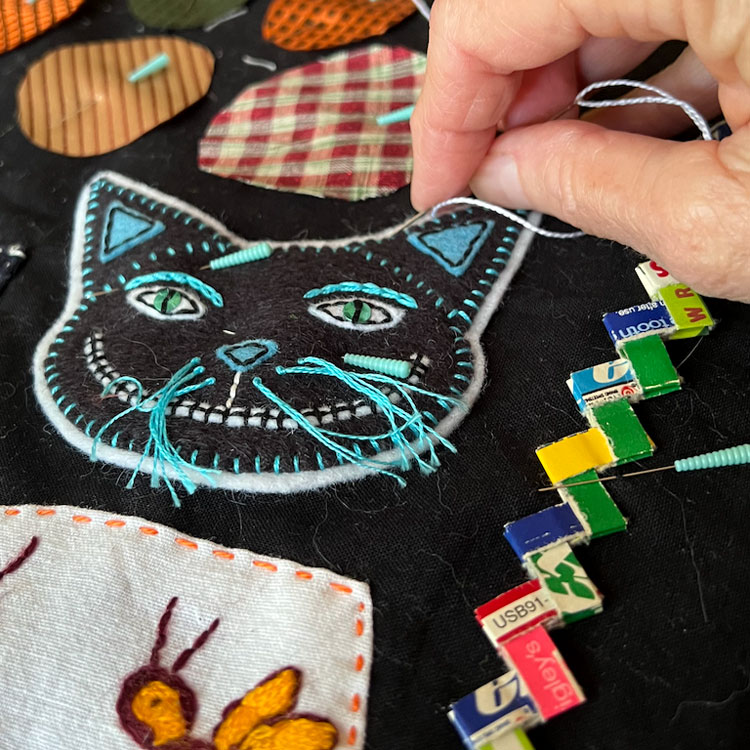 Detail of Letting Go, Hanging On Quilt