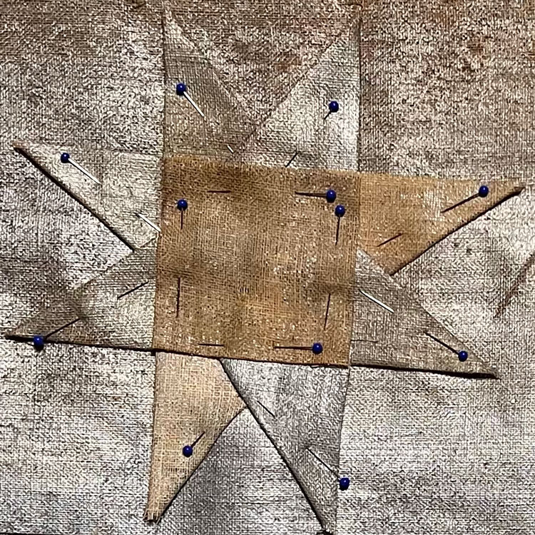 Detail of Ironing Dad's Hankies Quilt