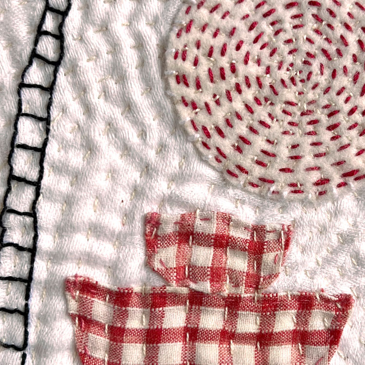 Detail image of red + white quilt series