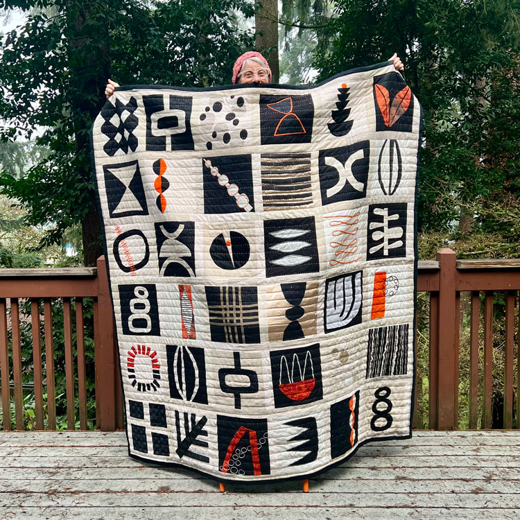 Detail of Thinking About California While Swimming in the Rain Quilt